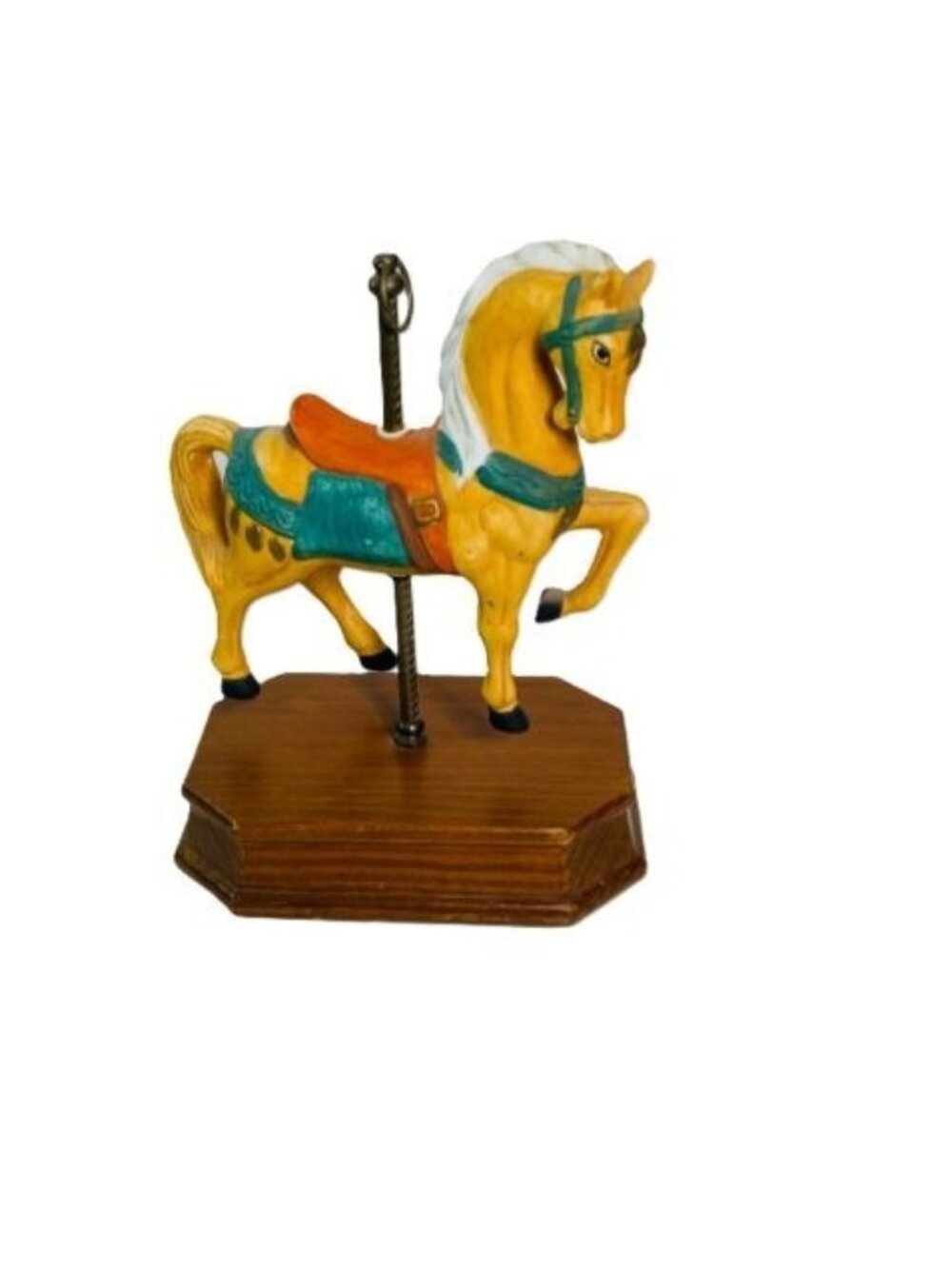 Vintage Musical Carousel Horse Collectible Music Box Ceramic and Wood Working